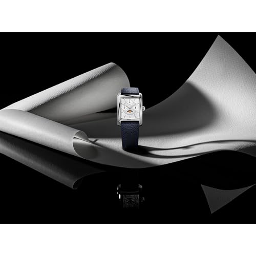 Frederique Constant Men's Swiss Made Classic Carré Moonphase Quartz Silver Stainless Steel Case Watch and Navy Leather Strap Style: FC-265S4C64