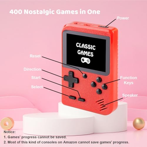 Kids Mini Handheld Games Console Built-in 400 Classic 8 Bit Retro NES Games, 2.8 Inch Screen, Rechargeable Battery, TV Video Output, Birthday Present for Boys Girls Adult - Image 4