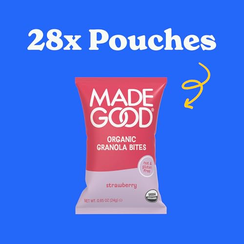 MadeGood Strawberry Granola Bites, 28 Count, Gluten Free and Organic Snacks