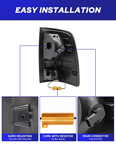 Autoone Full Led Ram Tail Light Assembly For 2009 Dodge Ram 1500, 2010-2018 Ram 1500 2500 3500, Passenger & Driver Side With Black Smoked Lens, Blubs Included, Anti-Uv Rear Light Assembly #TOP3