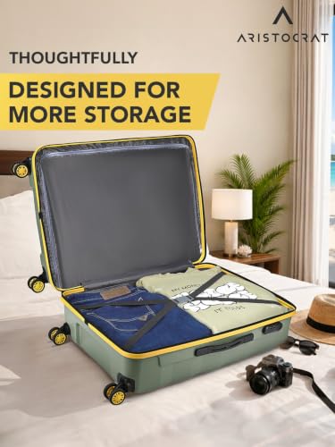 Image of Aristocrat Comet Large Polycarbonate Hard Case 8-Wheel Trolley Bag, Green