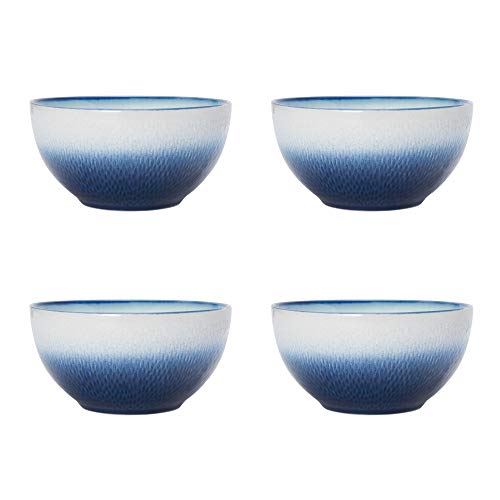 Pfaltzgraff Eclipse Blue 16-Piece Stoneware Round Dinnerware Set, 1 inch dinner plate, 8 inch salad plate, 6 inch soup cereal bowl (26 ounce) and 14 ounce mug, Blue/White - Image 8