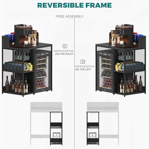 Kikihouse 4-Tier Industrial Style Mini Fridge & Microwave Oven Stand (Gray) | Adjustable Kitchen Bakers Rack, Freestanding Utility Storage Shelf for Living Room, Kitchen, Bar, Office - image 2