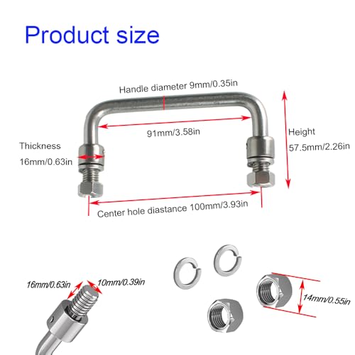 Image of 304 Stainless Steel Folding Handle 90 Degree Folding Pull Handle,Cabinet Handle Toolbox Handle,2 Pack (Hole Center 3.93in)