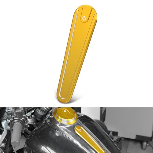 Image of NICECNC Gold Fuel Tank Decorative Plate CNC Laser Cutting Dash Insert Panel Compatible with Harley Street Glide FLHX 2017-2023, Street Glide Special FLHXS 2017-2020, Replacement for 14100855