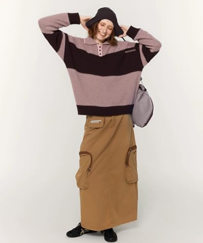 Fuzzy Colorblock Vintage Polo Sweater Unisex Loose Fit Long Sleeve Knit Pullover2