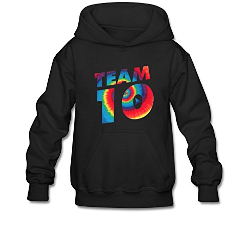 Aliensee Youth Tie Dye Jake Paul Team 10 Hoodie Sweatshirt Suitable for 10-15yr Old M Black