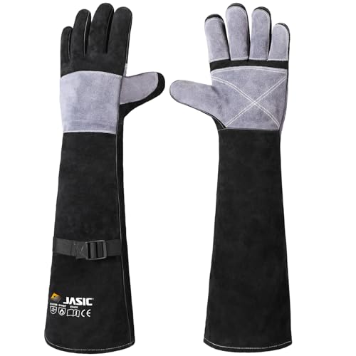 Image of JASIC Welding Gloves, 24 Inches 932F Heat/Fire Resistant for Stick, MIG, Cutting, Reptile, Dog, Falcon, Forge, Grill, Fireplace