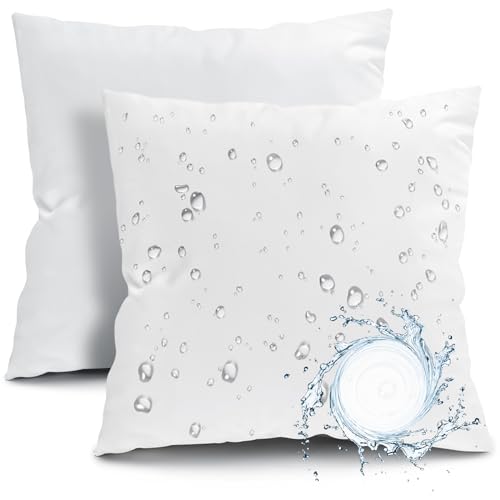 Fixwal 16X16 Inches Outdoor Pillow Inserts Set Of 2, Waterproof Decorative Throw Pillows Insert, Square Pillow Forms For Patio cover