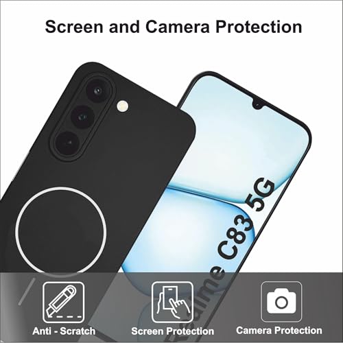Image of Silicone Back Cover Case for Realme C83 5G | Soft Micro-Fibre Lining Inside | Magsafe Print On Back Side Camera Protection Bump | Shockproof Case