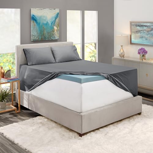 Image of Nestl Full Size Sheet Set, 4 Piece Extra Deep Pocket (18-24 inches), Microfiber, Hotel Luxury, Soft, Breathable, Wrinkle-Free, Easy to Care, Grey