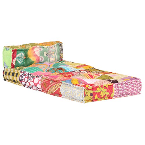 vidaXL Pouf Modular Sitzpouf Sitzpuff Sitzhocker Bodenkissen Sitzkissen Ottomane Hocker Chaiselongue Patchwork Sitzmöbel… – Bild 4