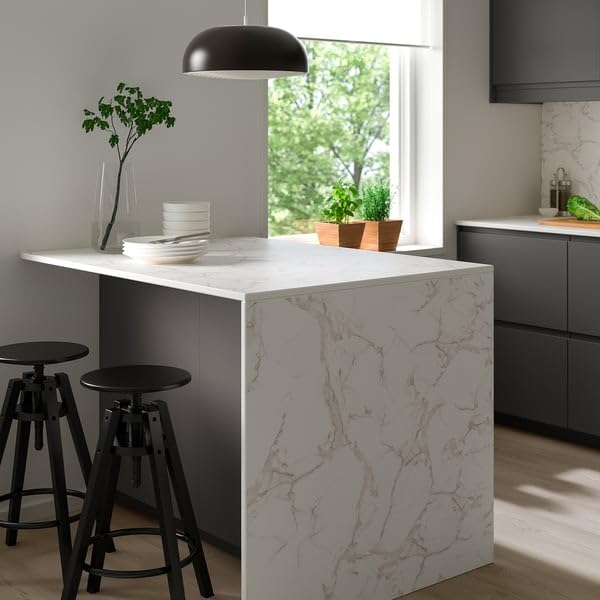 ProTuning MÖCKLARP Piano di lavoro su misura, porcellana ad alta pressione effetto marmo bianco opaco/1 m²x2.0 cm