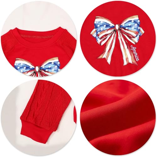 Image of CAZYCHILD Girls 4th of July Shirt Boys USA Tshirt Kids American Flag Sweatshirt Patriotic Pullover Tee Tops