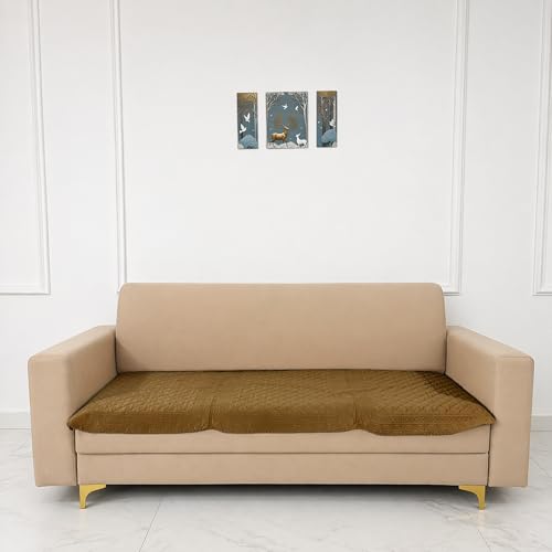 Image of Homerz Premium Petal Charm Sofa Cover | Embossed Floral Pattern | Soft Touch, Anti-Dust & Easy Wash Fabric Cloth, Washable and Durable (Mustard, 7(3+2+2) Seater, Only Seat Cover)