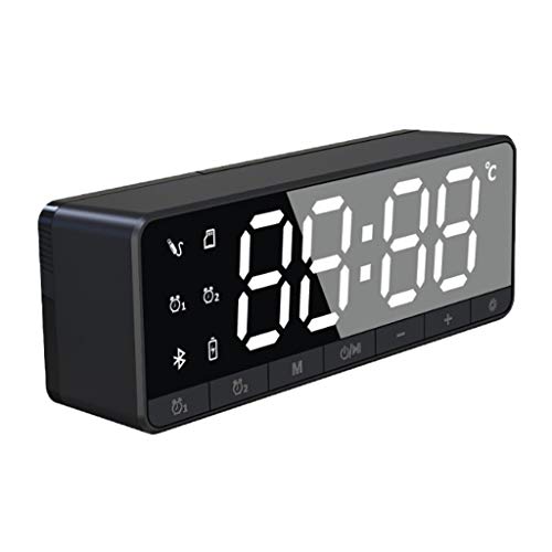 LOVIVER Tabela LED Dual Alarm Clock Bluetooth 5.0 Bass Speaker Termostato TF Card - Preto