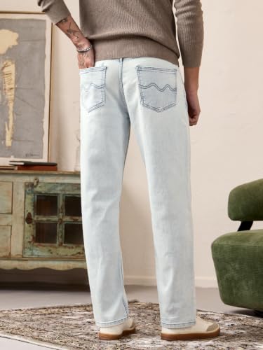 Image of The Souled Store Straight-Fit Denim: Men and Boys Cotton Blend Straight Fit Cargo Pockets Lightweight Everyday All-Season Denim Jeans