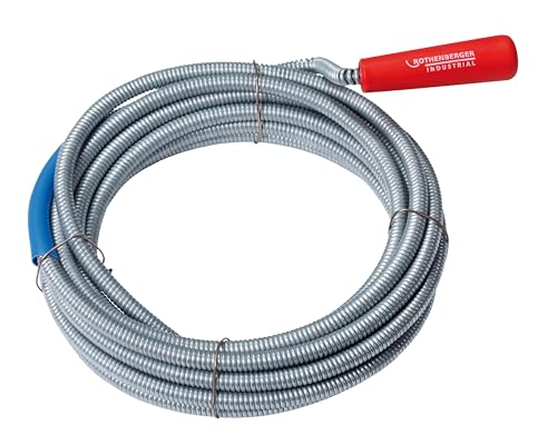 ROTHENBERGER Industrial Rohrreinigungsspirale 7 m | aus Federstahl | Ø Spirale: 9 mm; Mit Rückholbohrer und Handkurbel | Rohre aus Kunststoff, Gusseisen oder Steinzeug | 072985E