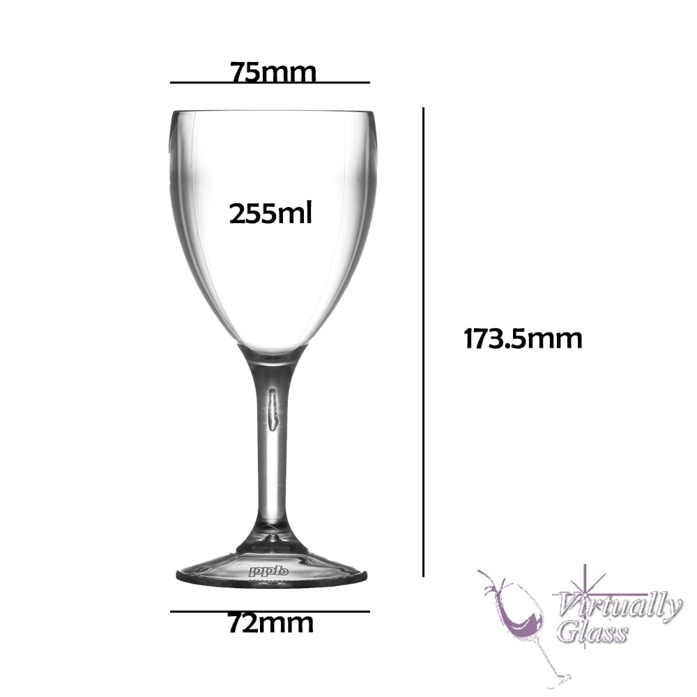 Elite Premium Reusable Shatterproof Polycarbonate Plastic Wine Glasses - Height 17.3cm, Max Diameter 7.5cm