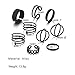 Black Rings for Women, Vintage Stackable Black Knuckle Rings Set Girls Midi Rings Boho Crystal Pearl Sea Wave Finger Ring Pack (E-black-9pcs)