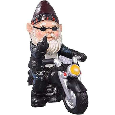 Taosheng Garden Gnome Statue Naughty Gnome Motorcycle Statue resin The Biker Christmas Decoration Ornaments For Lawn Patio Yard Indoor Outdoor Holiday Home Office Cover