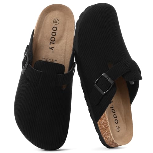 Image of ODOLY Genuine Suede Clogs for Women Men Comfort Cork Footbed Potato Shoes