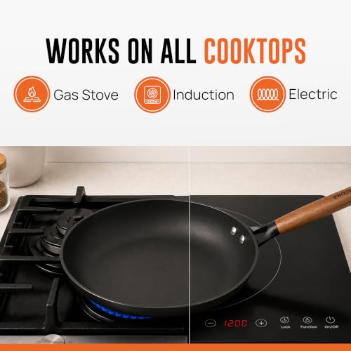 Image of KROSLO Lightweight Cast Iron Fry Pan 24 cm | 100% Non-Toxic | Naturally Non Stick | Rust Resistant | Metal Spatula Friendly | Baby Food Safe