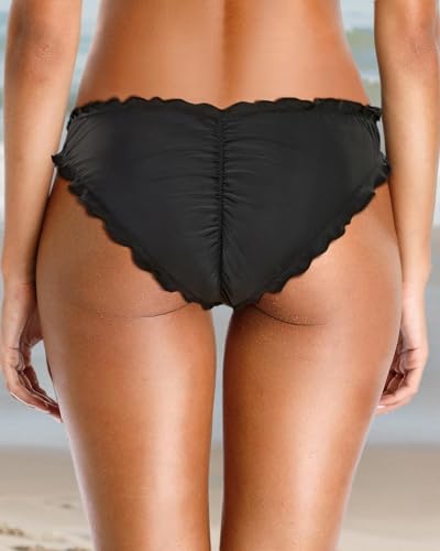 Image of Tempt Me Women Twist Bikini Bottom Moderate High Cut Bathing Suit Bottoms Ruched Swimsuit Bottom