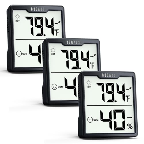 DOQAUS-3-Pieces-Digital-Hygrometer-Indoor-Thermometer-Humidity-Meter-Black DOQAUS 3 Pieces Digital Hygrometer Indoor Thermometer Humidity Meter, Black - Image 1