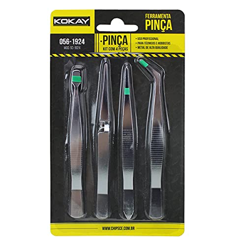 Kokay 056-1924 Kit Pinça, Prata, 4 unidades