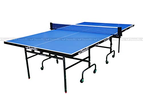 Suzuki Table Tennis Set with Net Paddles and Balls Standing Table (9FT X 5 FT - Blue)