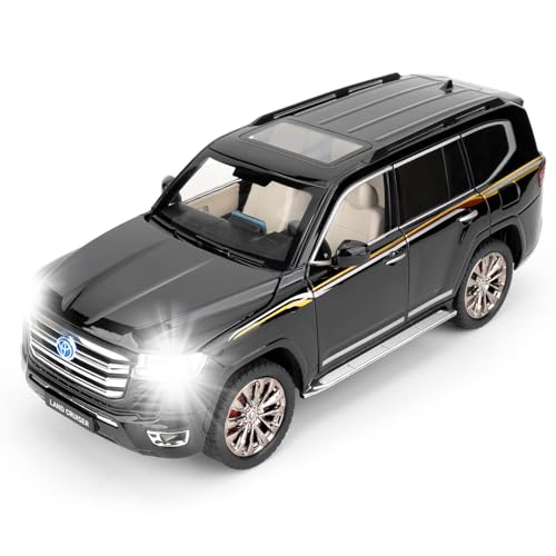 LOVEPOSELY Compatible for 1:18 Scale Collectible Landcruiser LC300 Diecast Model Car Zinc Alloy Pull Back Toy Car Vehicle with Lights and Sounds for Decoration Adult Boys GirlsBlack