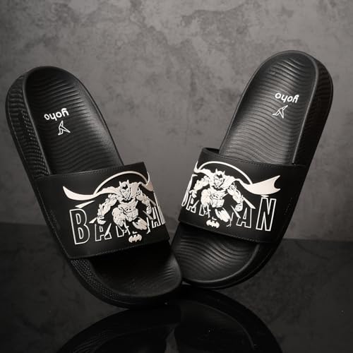 Image of YOHO Batman: Dark Knight Sliders for Men, Comfortable and Lightweight Slides, Footwear for Man & Boys, Official WB Superhero Merchandise -004