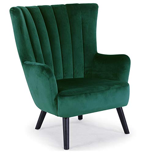 Menzzo Vidal Fauteuil, Velours, Vert, 75