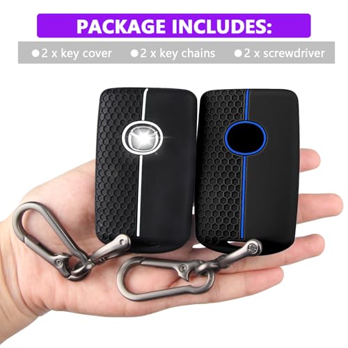 Image of QBUC 2PCS for Mazda Silicone Rubber Key Fob Cover with Keychain (4 Buttons)