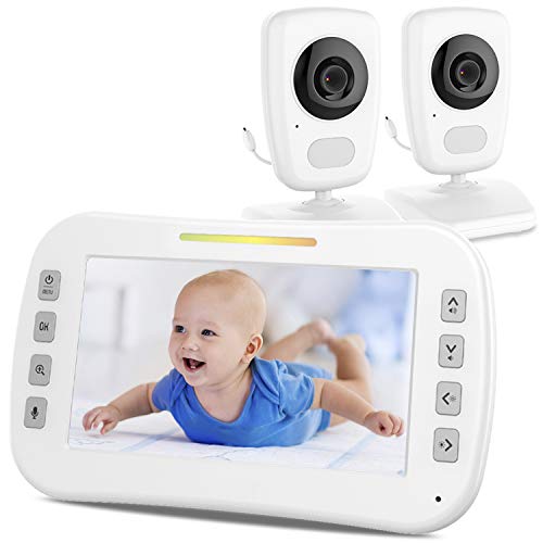Baby Safety Monitor G236 with 5.0’’ Large LCD Screen, 2 Cameras with HD Video, 2.4GHz Wireless Tech, Two-Way Audio, Temperature Monitoring, Clear Nighttime Views, VOX Auto Scan by Mom Daisy's Choices