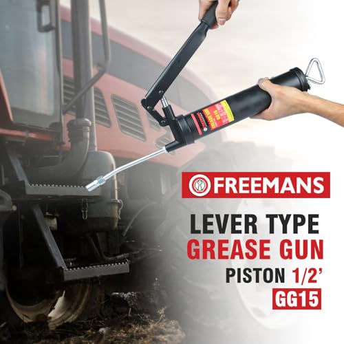Image of FREEMANS GG15 Heavy Duty Lever Type Grease Gun with Lock Lever Mechanism | 1 /2 inch Piston || 2gm /Stroke || V-Type Pulling Rod || 3000PSI Use For Automotive, Industrial, Agriculture, Construction etc.