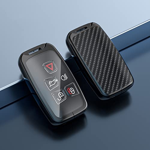HIBEYO Capa de chave de fibra de carbono para Land Rover Discovery 4 Range Rover LR4 Sport Evoque Fr