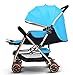 L&WB Neonato Carrozza Pieghevole può sedersi e sdraiarsi smorzamento Baby Cart per 1 Mese-5 Anni Vecchio Bambino a Due Vie 8 Ruote Evitare scuotimento del Bambino Trolley Tenda Bici,Blue