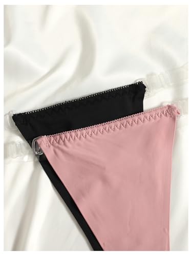 Image of GORGLITTER Women's 2 Piece No Show Underwear G String Thongs Clear Strap Invisible Seamless See Through Underwear Panties