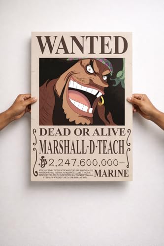 Image of Blaackbeard | Marshall D Teach Wanted Poster - A3 Size Wall Art Prints (300 GSM Matte Finish) L-42CM X W-30CM | Blackbeard 0ne Pieece Anime Wall Art | Vintage Pirate Bounty Design | Premium Matte Anime Print | Otaku Room Decor | BOND VERSE