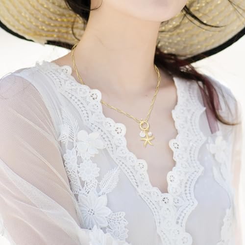 MISS RIGHT Dainty Gold Evil Eye Hamsa Hand Coin Lucky Charm Pendant Necklace for Women Trendy Vintage Paperclip Chain Sun Moon Clover Flower Chunky Charm Necklace Jewelry Gifts2