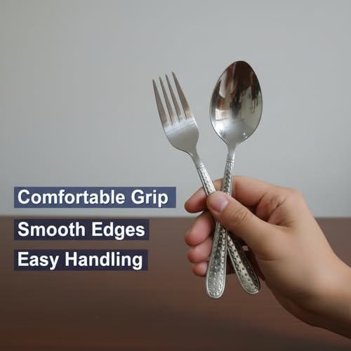 Image of Premium Stainless Steel Cutlery Set for Dining Table, 24 Pieces with Stand | Spoon & Fork Set Includes Dinner Spoons, Dinner Forks, Tea Spoons & Soup Spoons | Mirror Finish Flatware Set