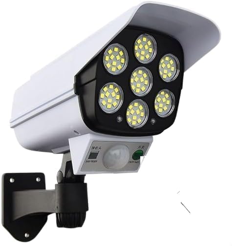 Solar Powered Dummy Security Camera with Motion Sensor, LED Light, Weatherproof Design, 360° Rotation, Remote Control, Pack of 1