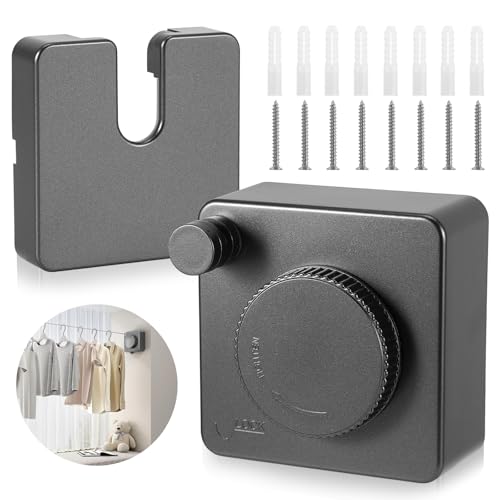 Wäscheleine Ausziehbar, 4.8m Nicht Durchhängende Einziehbare Wäscheleine, Edelstahlseil Wandmontage Retractable Clothesline,Wäscheleine Extra Stark Hält 40 Pfund Stand Für Balkon,Hotel,Wäschekammer