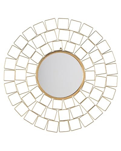 Beliani Stilvoller Spiegel rund Metall 90 x 90 cm Sonnen Optik Gold Labrit