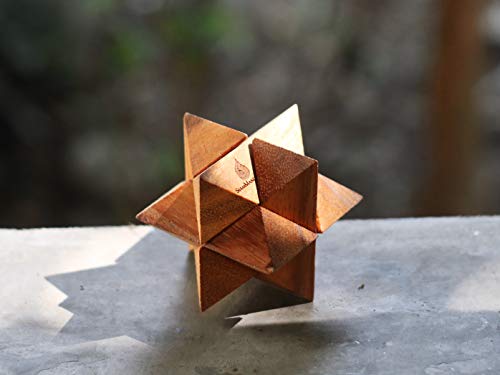 Shooting Star Puzzle: 3D Brain Teaser Wooden Puzzle For Adults Classic Handheld Interlocking Mechanical Puzzle From Siammandalay With Sm Gift Box(Pictured) #TOP6