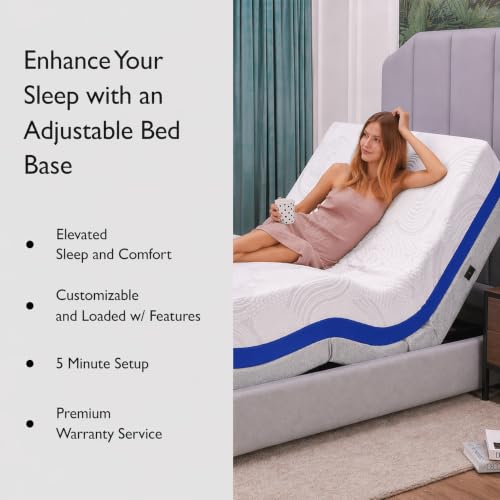 Image of Premium Split King Adjustable Bed with 14 Inch Copper Gel Memory Foam Sleep System, Massage, Zero Gravity, Anti-Snore, Programmable Memory Positions, USB, Underbed Lighting, Zero Clearance