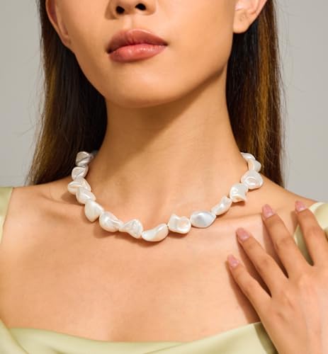LILIE&WHITE Shell Necklace For Women White Chunky Shell Gemstone Necklace Colorful Summer Beach Necklace3