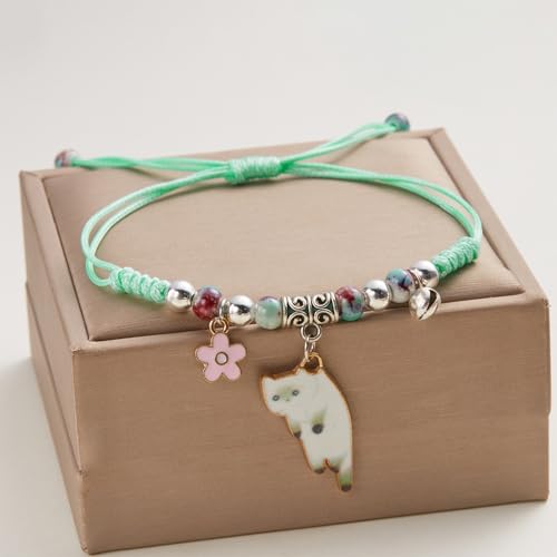 Cartoon Cat Charm Bracelet - Brown Lazy Kitten Durable Chain Jewelry for Casual Wear, Stackable Layering & Giving​​2